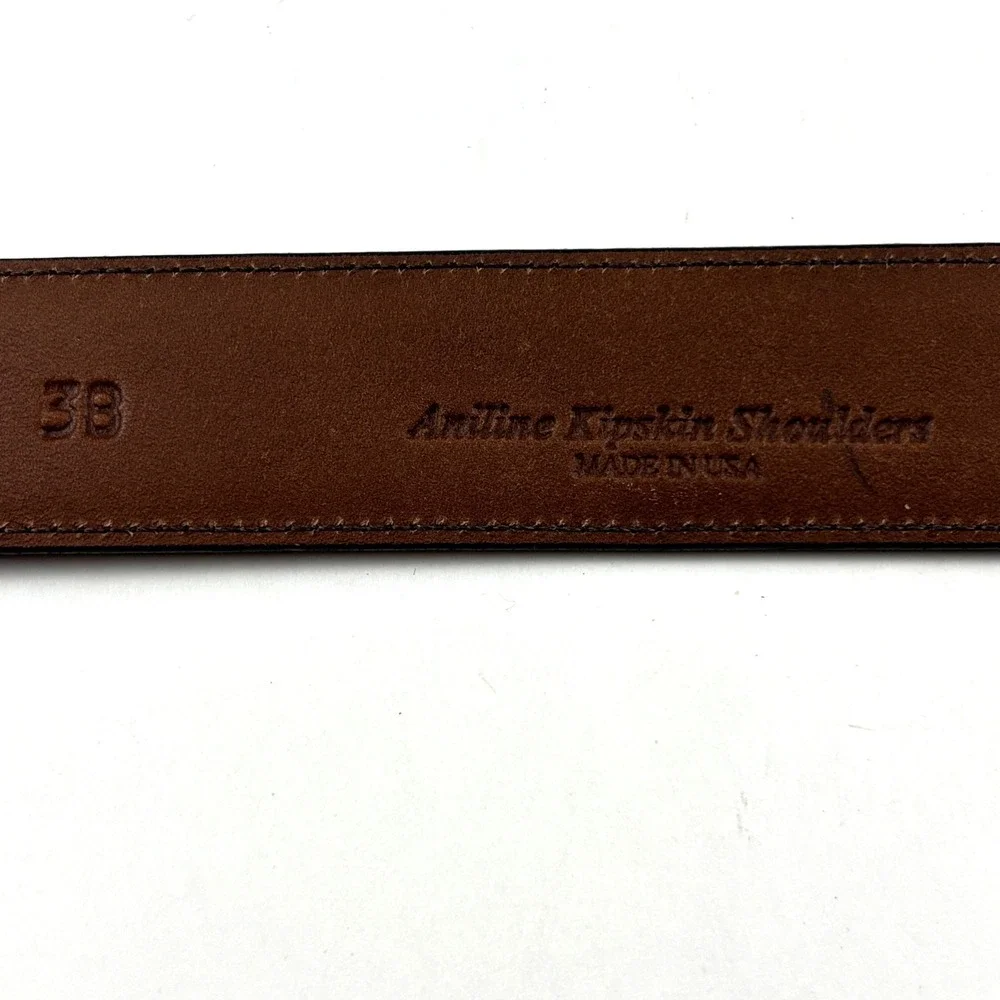 Torino Leather Belt Mens 38 Burgundy Aniline Kipskin Gold Buckle USA